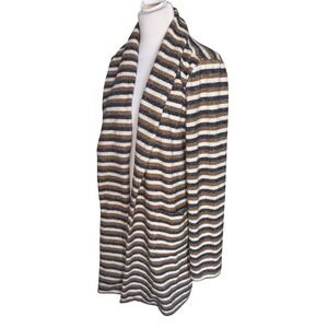 Skies Are Blue Striped Longline Open Front Cardigan Sweater XL Tan Brown Black